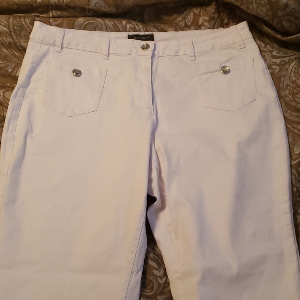 Jeweled Button White Denim Jeans